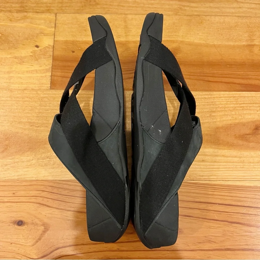 FitFlop Sandals Womens 9 Black Nylon Suede Sling Thong Toe Post Flip Flops - Picture 9 of 14